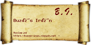 Buzás Irén névjegykártya